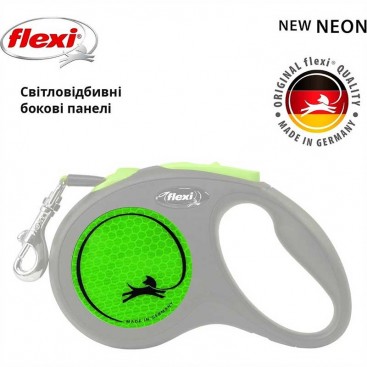Поводок-рулетка Flexi для собак Neon лента зеленая размер S 5 м/15 кг