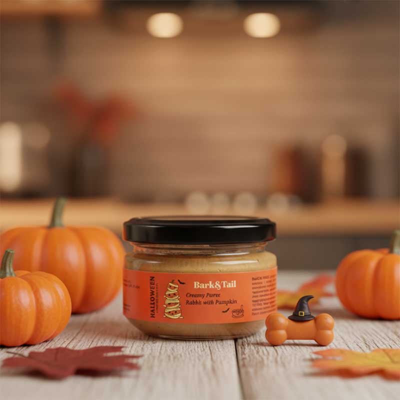 Натуральное пюре для котов и собак с кроликом и тыквой Bark&Tail - Halloween Limited Edition, 85 г