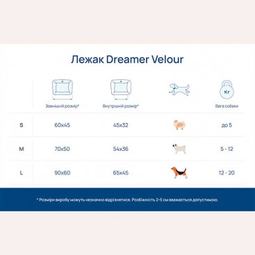 Лежанка Dreamer Velur Gray S (60x45)