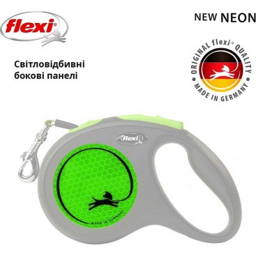 Поводок-рулетка Flexi для собак Neon лента зеленая размер M 5 м/25 кг