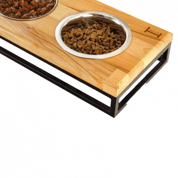 Миски на підставці з натурального дерева Harley & Cho Lunch Bar Natural Wood, S (54x18см) 3х450 мл