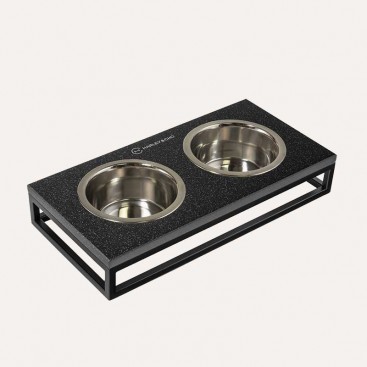 Миски на підставці Lunch Bar Black Stone&Black, M (42x21cm/ 10cm/ 0,75 л)