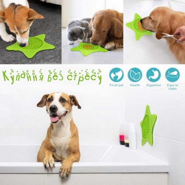 Силіконовий килимок для злизування ласощів у формі зірочки Idepet - Star, green