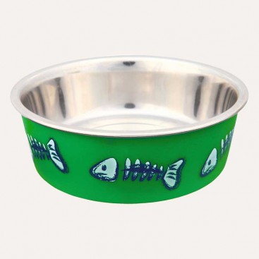 Миска металева на гумовій основі Trixie - Fish green, 250 мл
