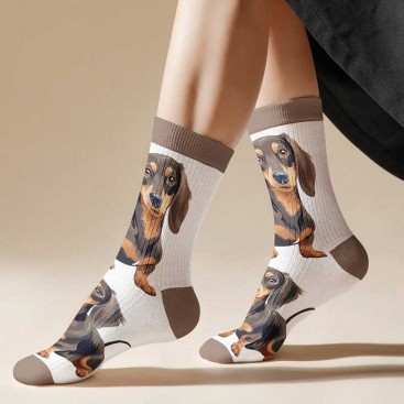 Шкарпетки жіночі з таксами Holiday - Brown Dachshund, 36-39