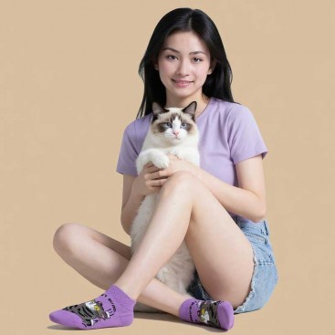 Носки женские с котом Holiday - Purple, 36-40