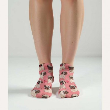 Носки женские с мопсами Holiday - Pink, 36-44