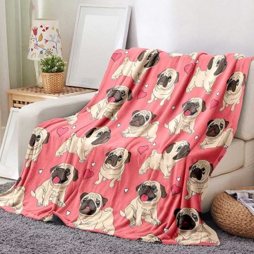 Плед для животных Home Creative - Pink Pugs, 130х150 см