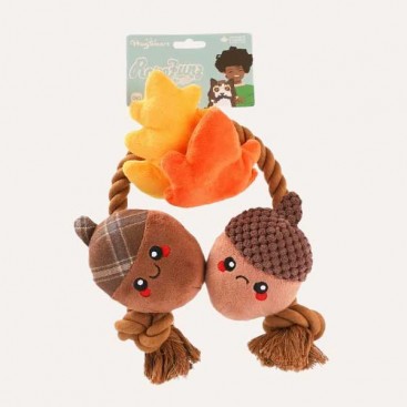 Мʼяка іграшка для собак осінні жолуді та листя на канаті HugSmart - Autumn Acorn