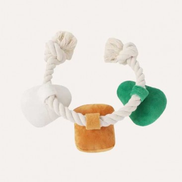 Мягкая игрушка для собак бутерброд, авокадо и яйцо на канате HugSmart - Toast and Egg