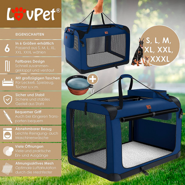 Переноска для транспортування собак Lovpet - Dark blue, M