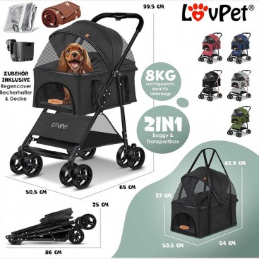 Коляска для собак LovPet - Pet Buggy 2in1, Antracite