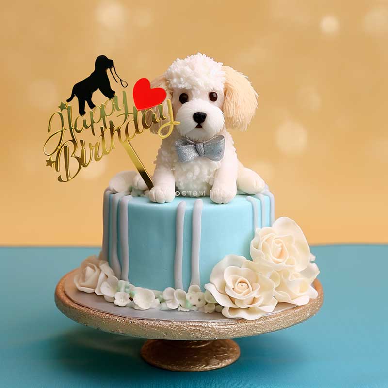 Топпер для собак для декорування капкейків MJCakedecor - Happy Birthday - dog with heart