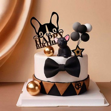 Топпер для собак для декорирования капкейков MJCakedecor - Happy Birthday French Bulldog