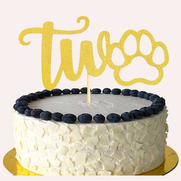 Топпер для собак для декорування капкейків MJCakedecor - Golden 2d Birthday Topper Two Paw