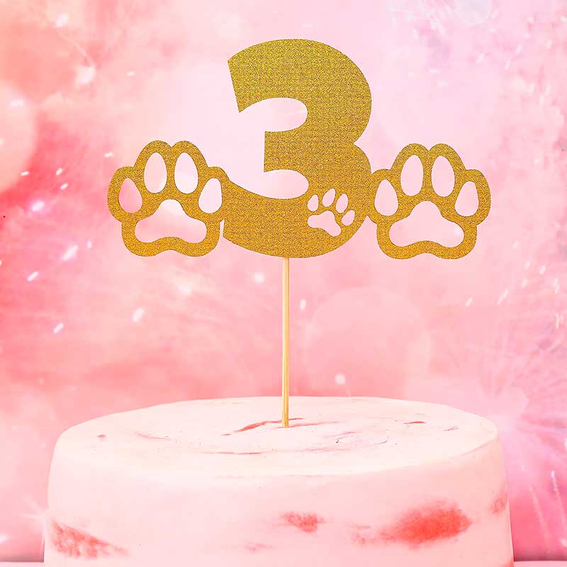 Топпер для собак для декорування капкейків MJCakedecor - Golden 3st Birthday Topper Paws