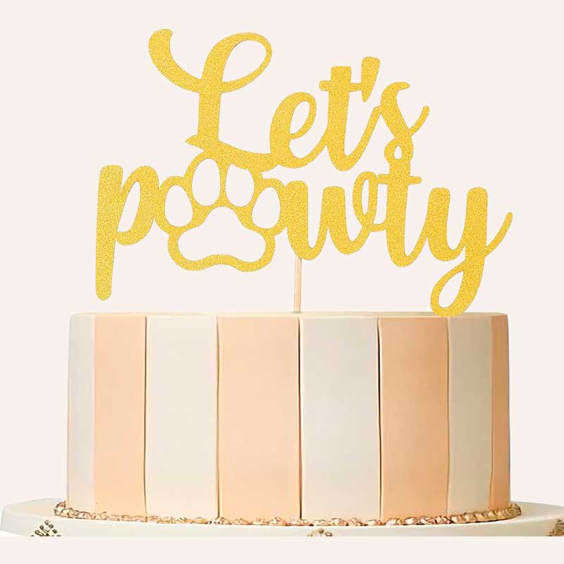 Топпер для собак для декорування капкейків MJCakedecor - Let's pawty with Gold Glitter