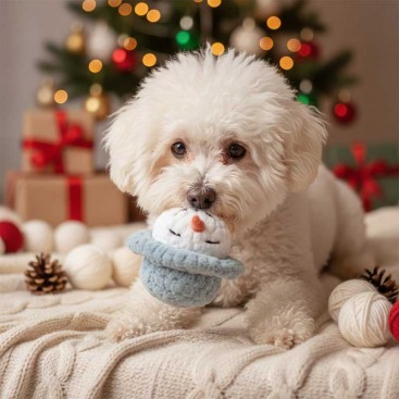 Новорічна іграшка для собак і котів Montmorency - Snowman Light blue