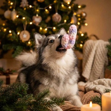 Новорічна іграшка для собак і котів Montmorency - Christmas Stick Pink&White