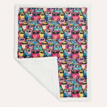 Двостороння водонепроникна ковдра з хутром Montmorency - Owls Fur 1х1,5 м