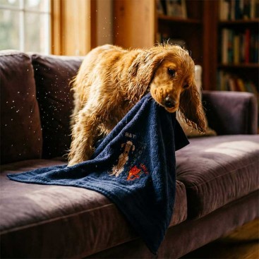 Рушник для собак з вишивкою Montmorency - Соромʼязливий песик (70x125 см)