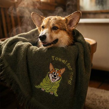Полотенце для собак с вышивкой корги Montmorency - Corgi Towel (50x100 см)