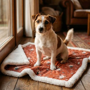 Двостороння водонепроникна ковдра з хутром Montmorency - Brown Flowers Fur 1х1,5 м