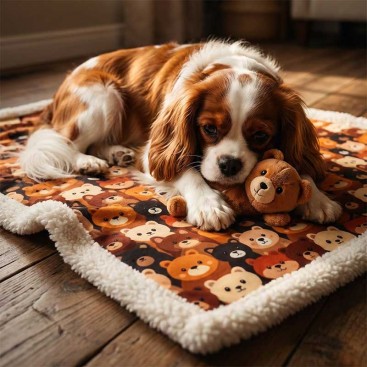 Двостороння водонепроникна ковдра з хутром Montmorency - Teddy bear print 1х1,5 м