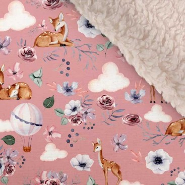 Двухстороннее водонепроницаемое одеяло с мехом Montmorency - Pink Deers 100х77 см