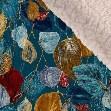 Двухстороннее водонепроницаемое одеяло с мехом Montmorency - Leaves 100х77 см