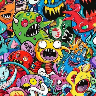 Двухстороннее водонепроницаемое одеяло с мехом Montmorency - Monsters with red 100х77 см