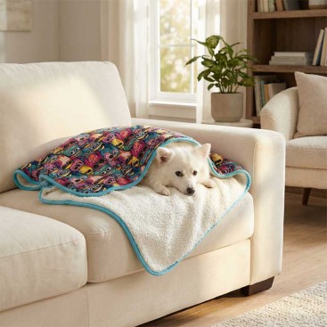 Двухстороннее водонепроницаемое одеяло с мехом Montmorency - Owls 100х77 см