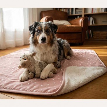 Двухстороннее водонепроницаемое одеяло с мехом Montmorency - Hearts 98х62 см