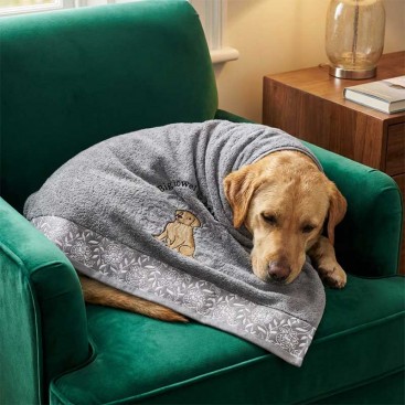 Полотенце для собак с вышивкой Montmorency - Big towel for Labrador, grey (65х140 см)