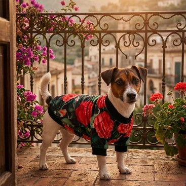 Оксамитовий світшот для собак Montmorency - Camellia Reverie, M