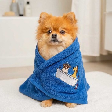 Рушник для собак з вишивкою Montmorency - Pug&Wine (130х70)