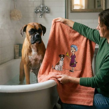 Рушник для собак з вишивкою Montmorency - Waiting for the Bubbles (70х140 см)