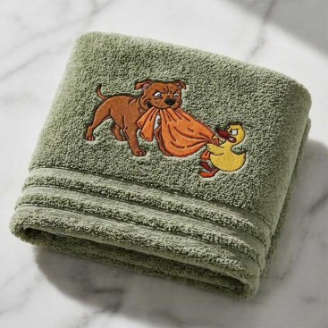 Полотенце для собак с вышивкой Montmorency - Tug of War Olive (130х70)