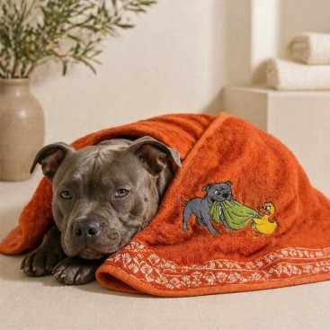 Рушник для собак з вишивкою Montmorency - Tug of War Terracotta (130х70)