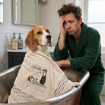 Рушник для собак з вишивкою Montmorency - Bath Time Cream (130х70)