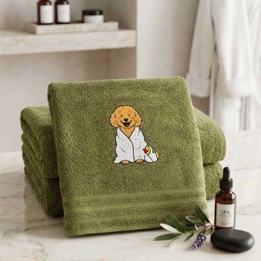Рушник для собак з вишивкою Montmorency - Maltipoo Khaki (50x100 см)
