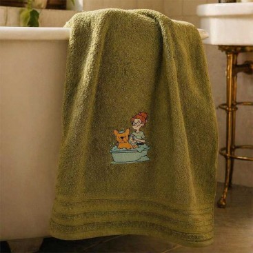 Рушник для собак з вишивкою Montmorency - Girl & Puppy Olive (50x100 см)