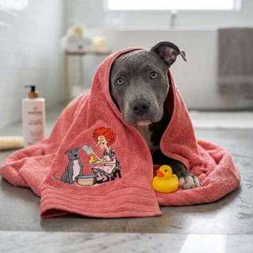 Полотенце для собак с вышивкой Montmorency - Nanny & Staffy Rose (70х130 см)