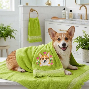 Полотенце для собак с вышивкой Montmorency - Cute Corgi (50x100 см)