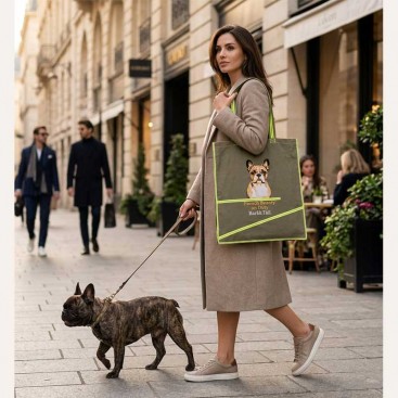 Сумка-шопер Montmorency - Breed Collection - French Bulldog "French Beauty on Duty" - Хакі