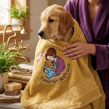 Махровое полотенце для животных Montmorency - Dog Mom Tender Love - Beige (70×130 см)