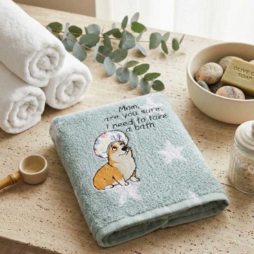 Рушник для собак з вишивкою Bark&Tail - Corgi Shower Cap, (50x100 см)