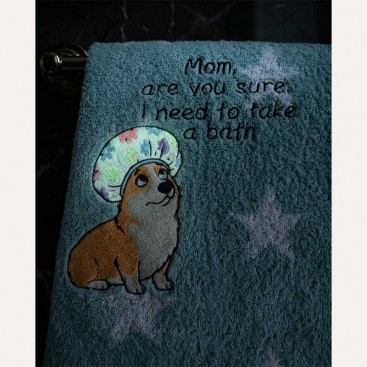 Полотенце для собак с вышивкой, светящееся в темноте Montmorency - Corgi Shower Cap, (50x100 см)