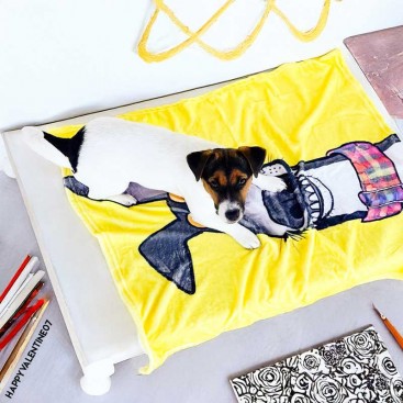 Фланелевий плед для собак Home Creative - Yellow Fun, 75x90 см