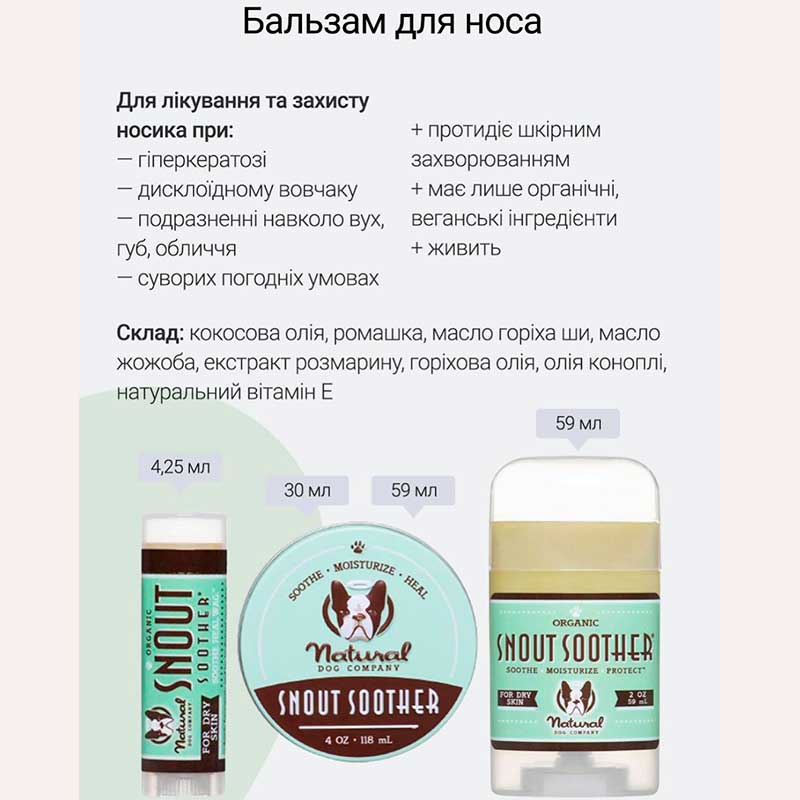 Бальзам для носика Natural Dog - Snout Soother Travel Stick, 59 мл
